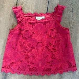Anthropologie Mauve Scallop Lace Blouse Tank in pink size MP - Like new!!!